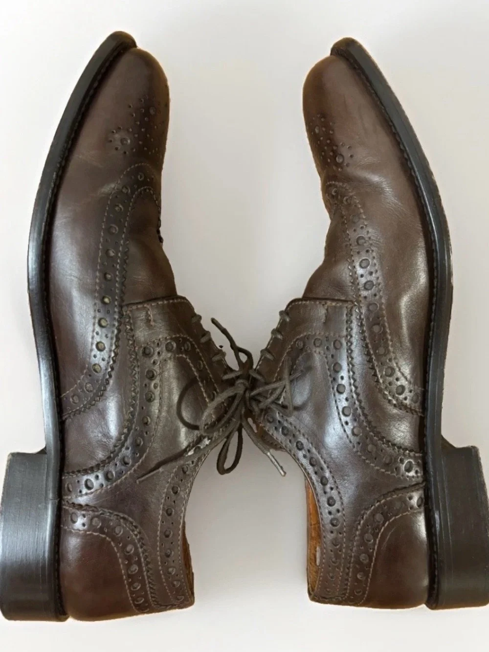 Italian Gianfranco Cenci Luxury Brown Wingtip Size 43 US 9.5 Handcrafted Leather
